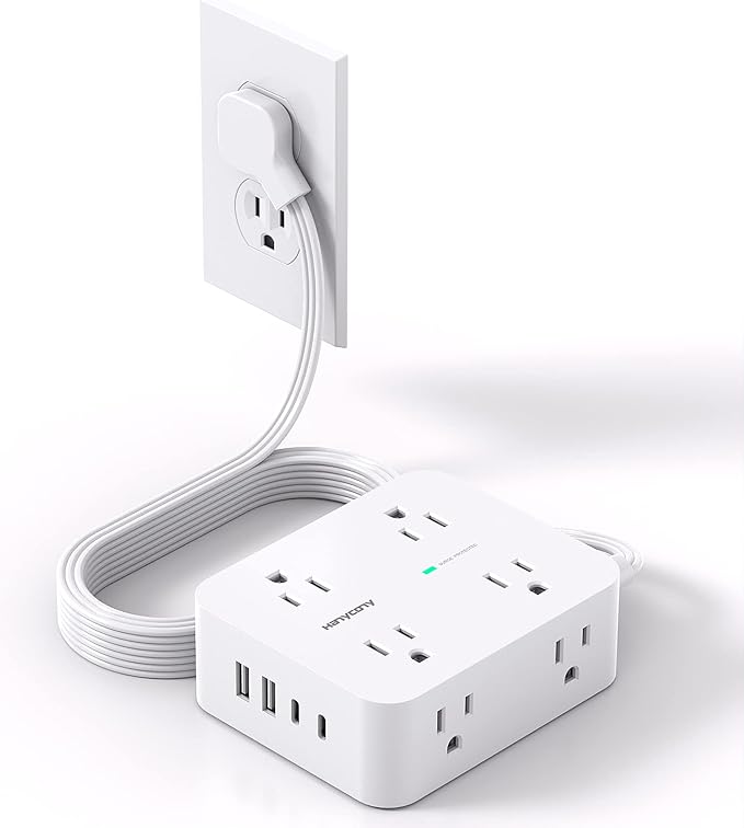 Limited time deal 41% Surge Protector Power Strip, HANYCONY Extension Cord with Multiple Outlets