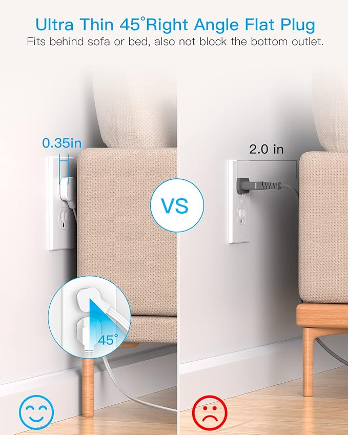 Limited time deal 41% Surge Protector Power Strip, HANYCONY Extension Cord with Multiple Outlets - Image 2