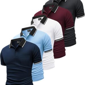 Limited time deal 44% GEEK LIGHTING 5 Pack Men Polo Shirts with Pocket