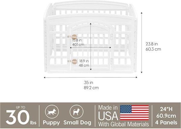 Limited time deal 20% IRIS USA 24" 4-Panel Pet Dog Puppy Playpen with Door - Image 2