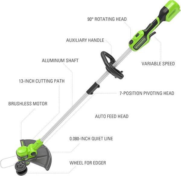 Limited time deal 14% off Greenworks 24V 13-Inch Brushless String Trimmer - Image 5