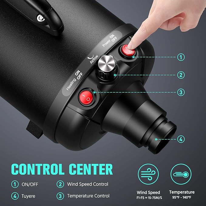 Limited time deal 37% off Pet Dryer, 5.2HP/3800W Pet Grooming with Adjustable Speed and Temperature - Image 5