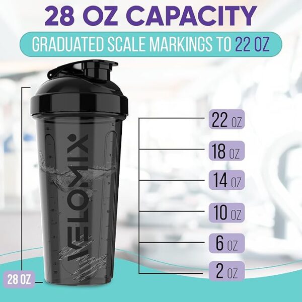 Limited time deal 34% off -2 Pack- 28 oz Protein Shaker Bottles for Protein Mixes - 2x Wire Whisk | Leak Proof Shaker Cups for Protein Shakes - Image 4