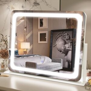 Limited time deal 40% off FENNIO Vanity Mirror with Lights 22''x19'' Makeup Mirror with Lights