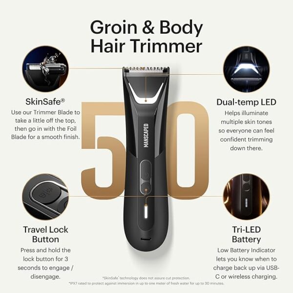 Limited time deal 15% off MANSCAPED® The Lawn Mower® 5.0 Ultra Groin & Body Hair Trimmer – Dual-Head SkinSafe® Trimmer & Foil Blades - Image 5