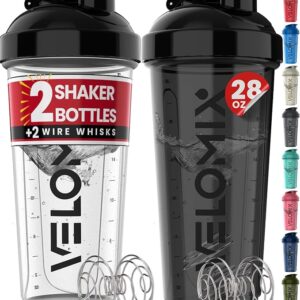 Limited time deal 34% off -2 Pack- 28 oz Protein Shaker Bottles for Protein Mixes - 2x Wire Whisk | Leak Proof Shaker Cups for Protein Shakes