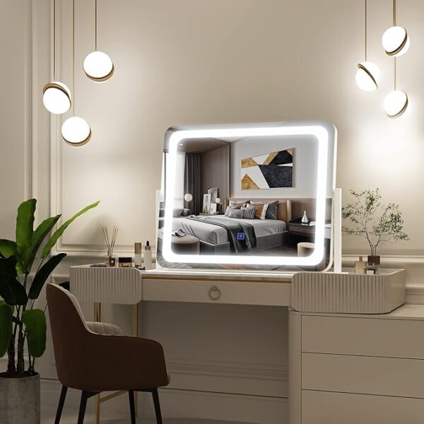 Limited time deal 40% off FENNIO Vanity Mirror with Lights 22''x19'' Makeup Mirror with Lights - Image 2
