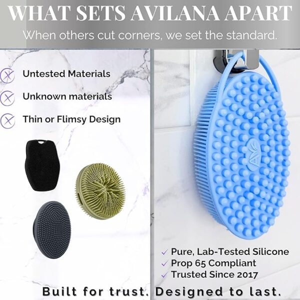 Limited time deal 20% off Avilana Silicone Body Scrubber – Gentle Shower Brush & Loofah Alternative – Silver-Infused Options – Fast-Drying - Image 4