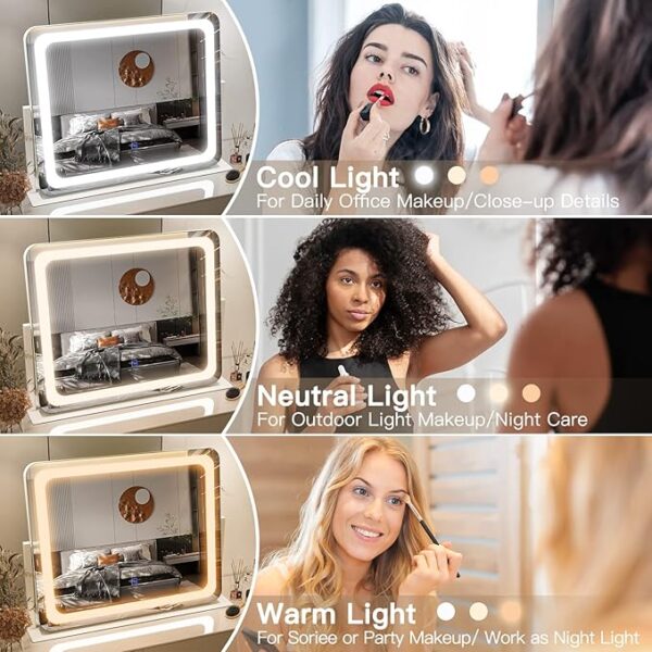 Limited time deal 40% off FENNIO Vanity Mirror with Lights 22''x19'' Makeup Mirror with Lights - Image 4